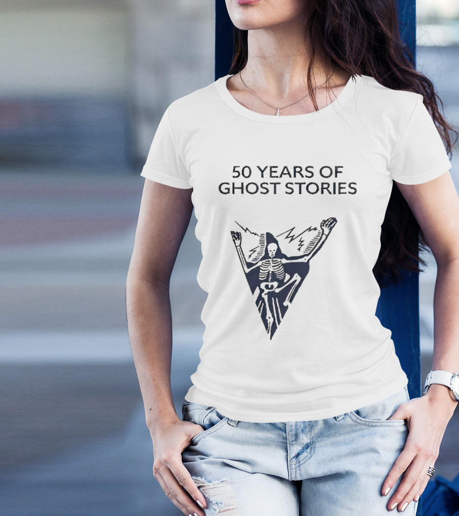 50 Years Of Ghost Stories Skeleton With Lightning Bolt T-Shirt
