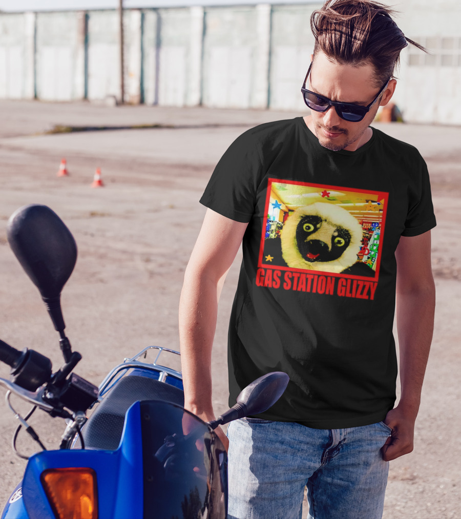 Gas Station Glizzy Funny Lemur Cartoon Inside Store T-Shirt