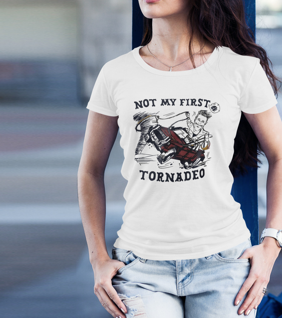 Not My First Tornadeo Glen Powell Riding Red Car In Tornado Sketch T-Shirt