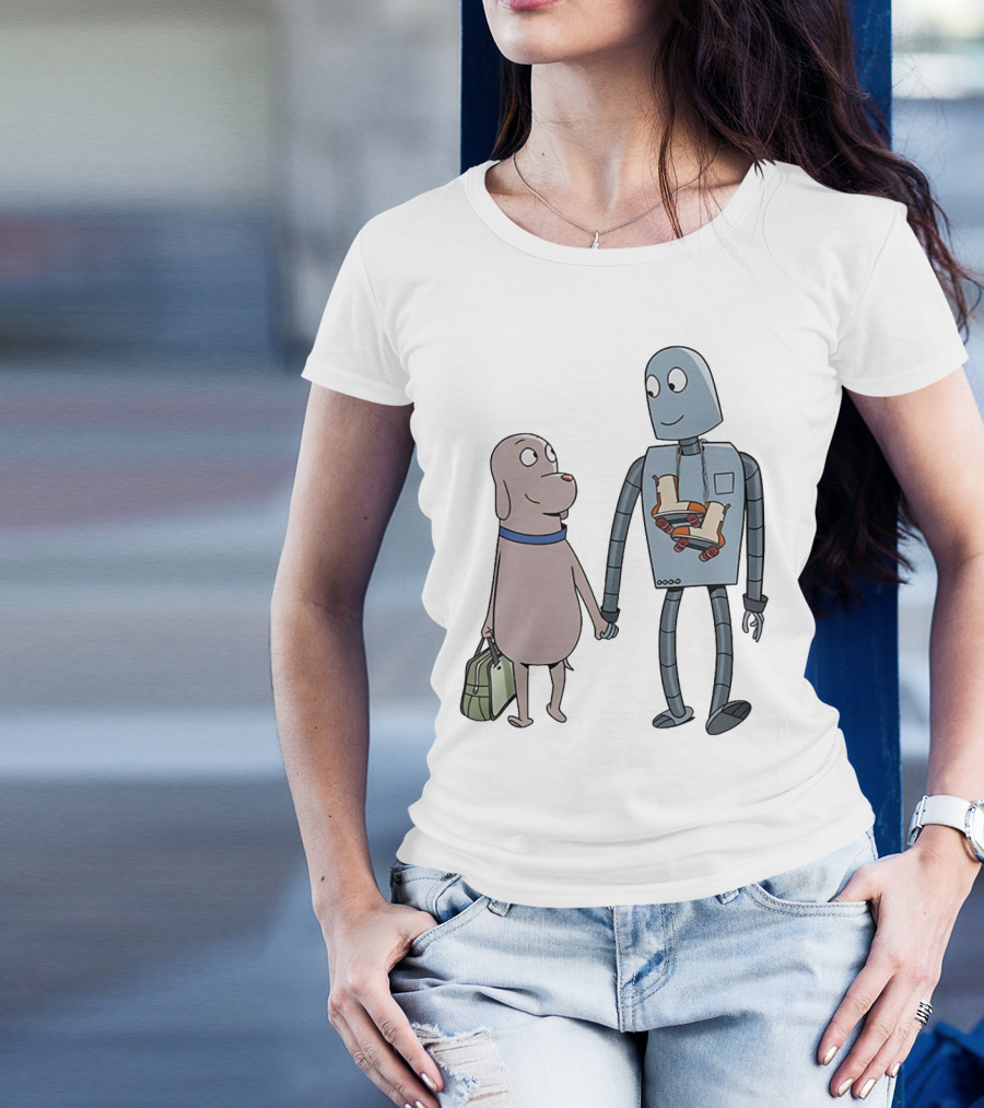 Companionship Adventure: Robot And Dog Journey T-Shirt
