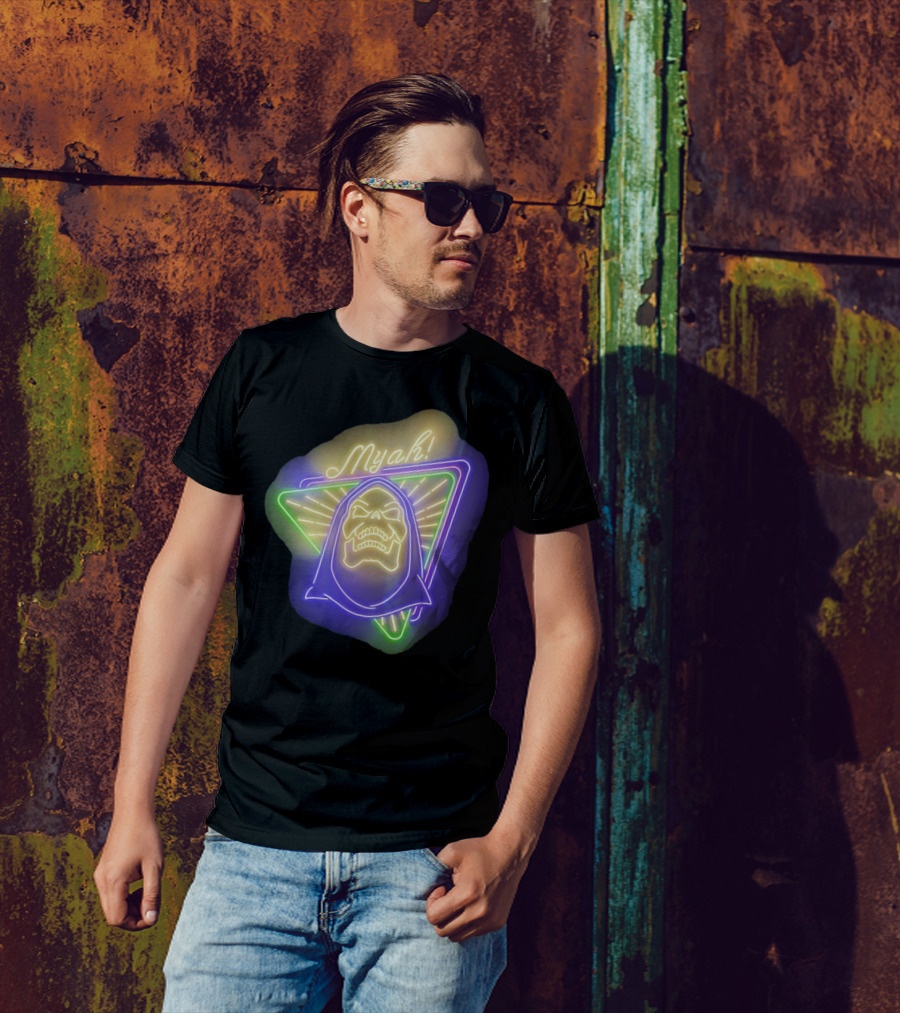 Skeletor Neon Myah Retro 80s Glowing Triangle T-Shirt