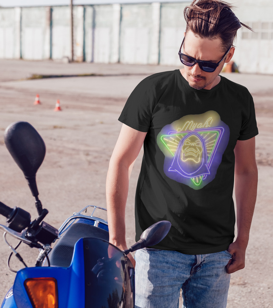 Skeletor Neon Myah Retro 80s Glowing Triangle T-Shirt