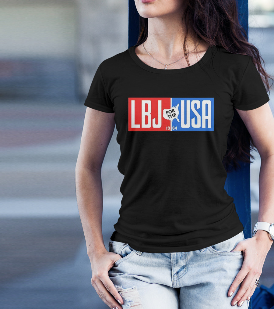 LBJ For The USA 1964 Vintage Political Campaign Red White Blue USA Map T-Shirt