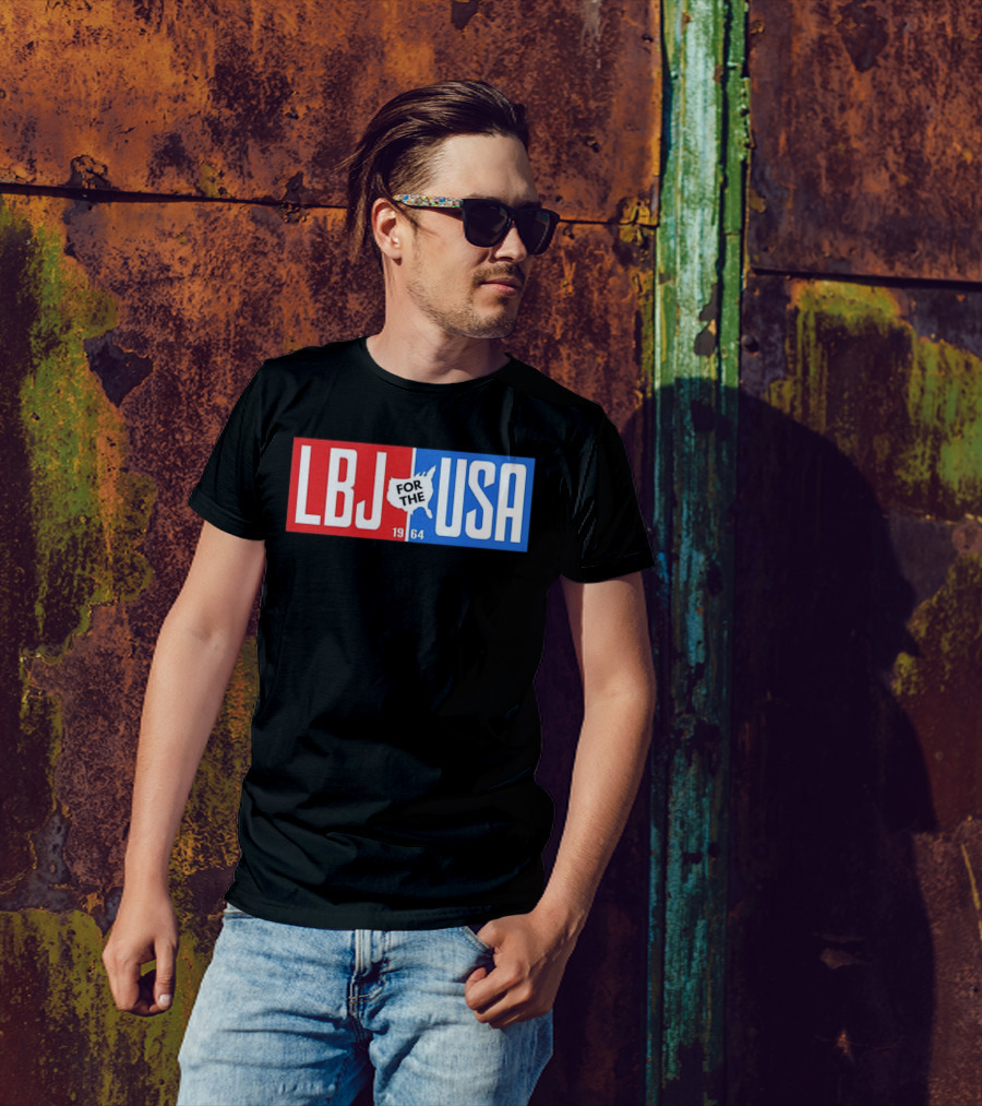 LBJ For The USA 1964 Vintage Political Campaign Red White Blue USA Map T-Shirt
