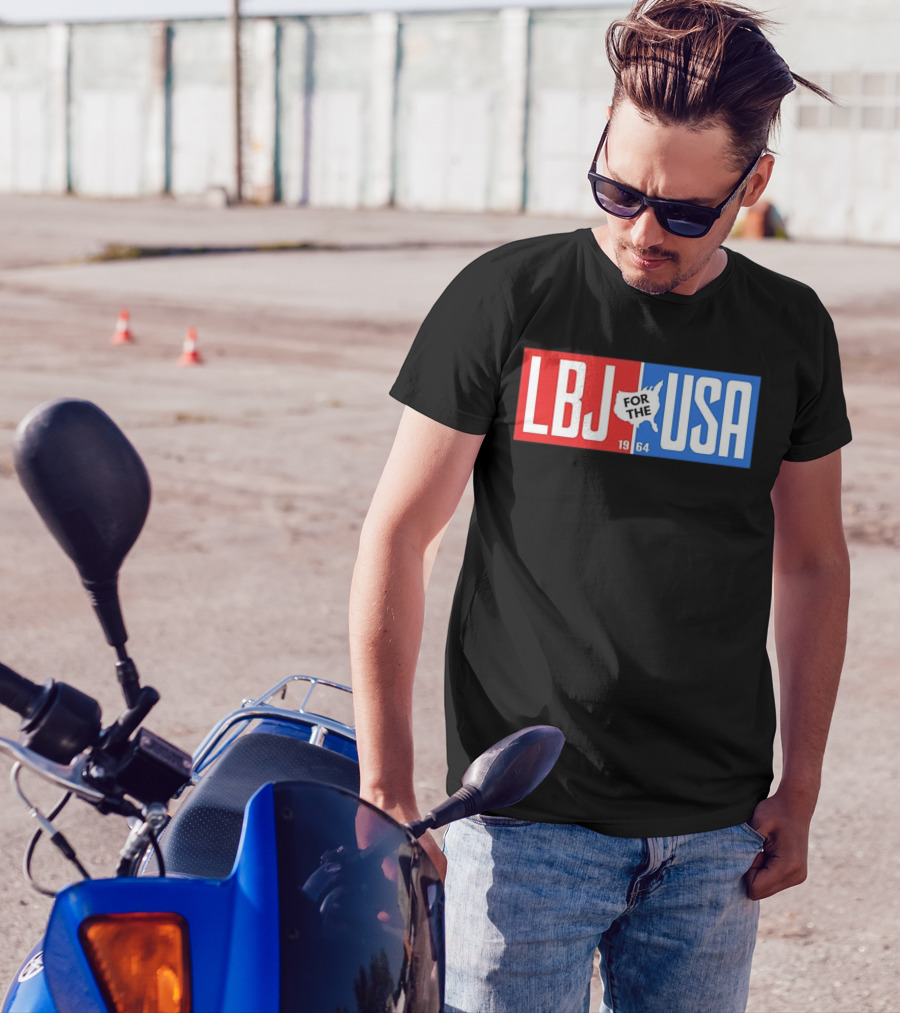 LBJ For The USA 1964 Vintage Political Campaign Red White Blue USA Map T-Shirt