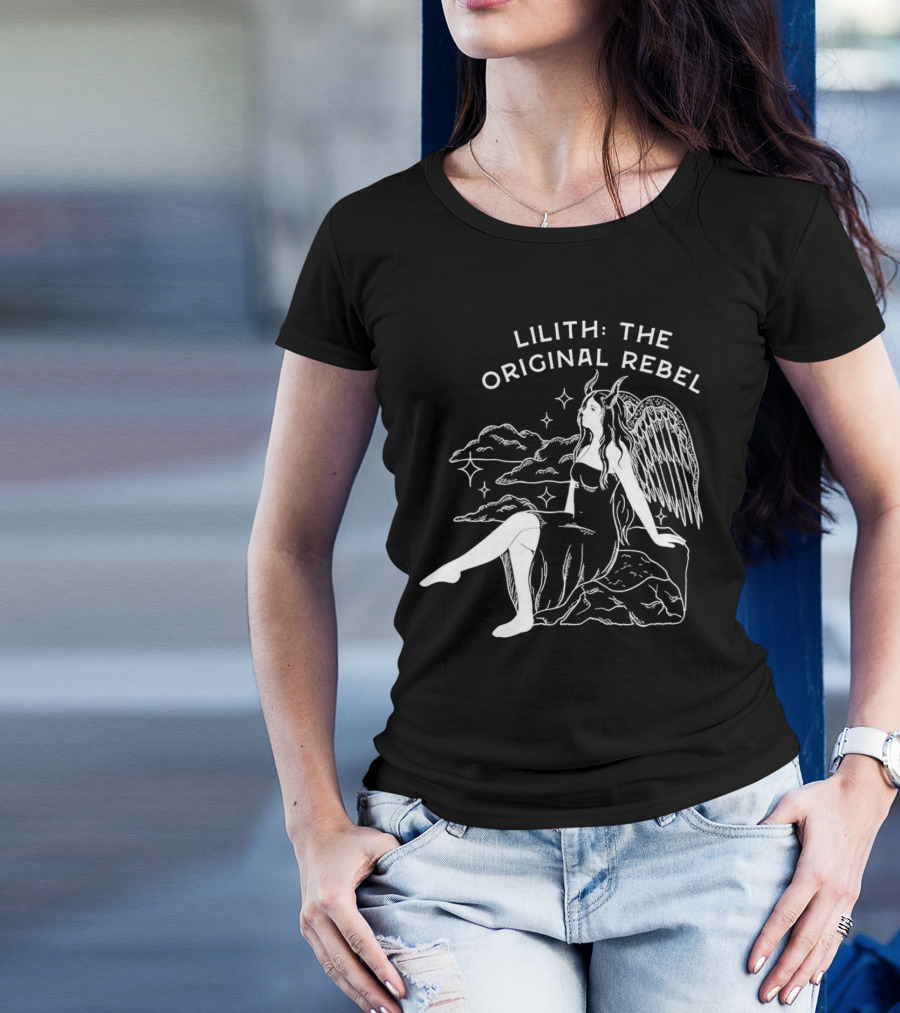 Lilith The Original Rebel Angelic Female Figure With Wings And Horns T-Shirt