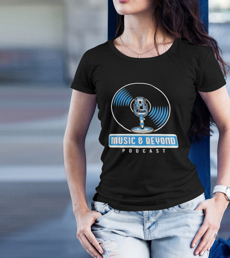Music And Beyond Podcast Vinyl Microphone T-Shirt