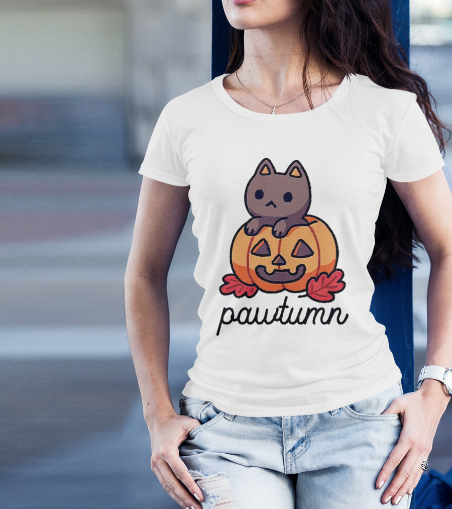 Halloween Cat Pawtumn Pumpkin T-Shirt