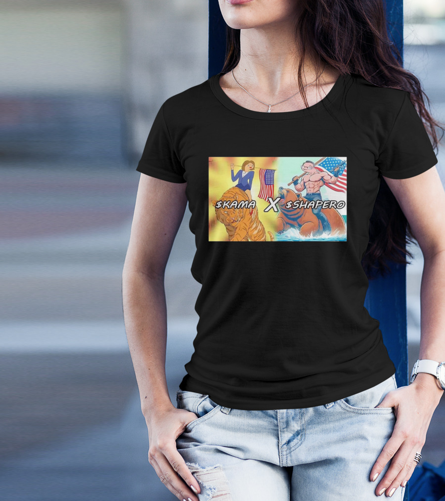 Kama X Shapero USA Cartoon Tiger Bear Flag Showdown T-Shirt