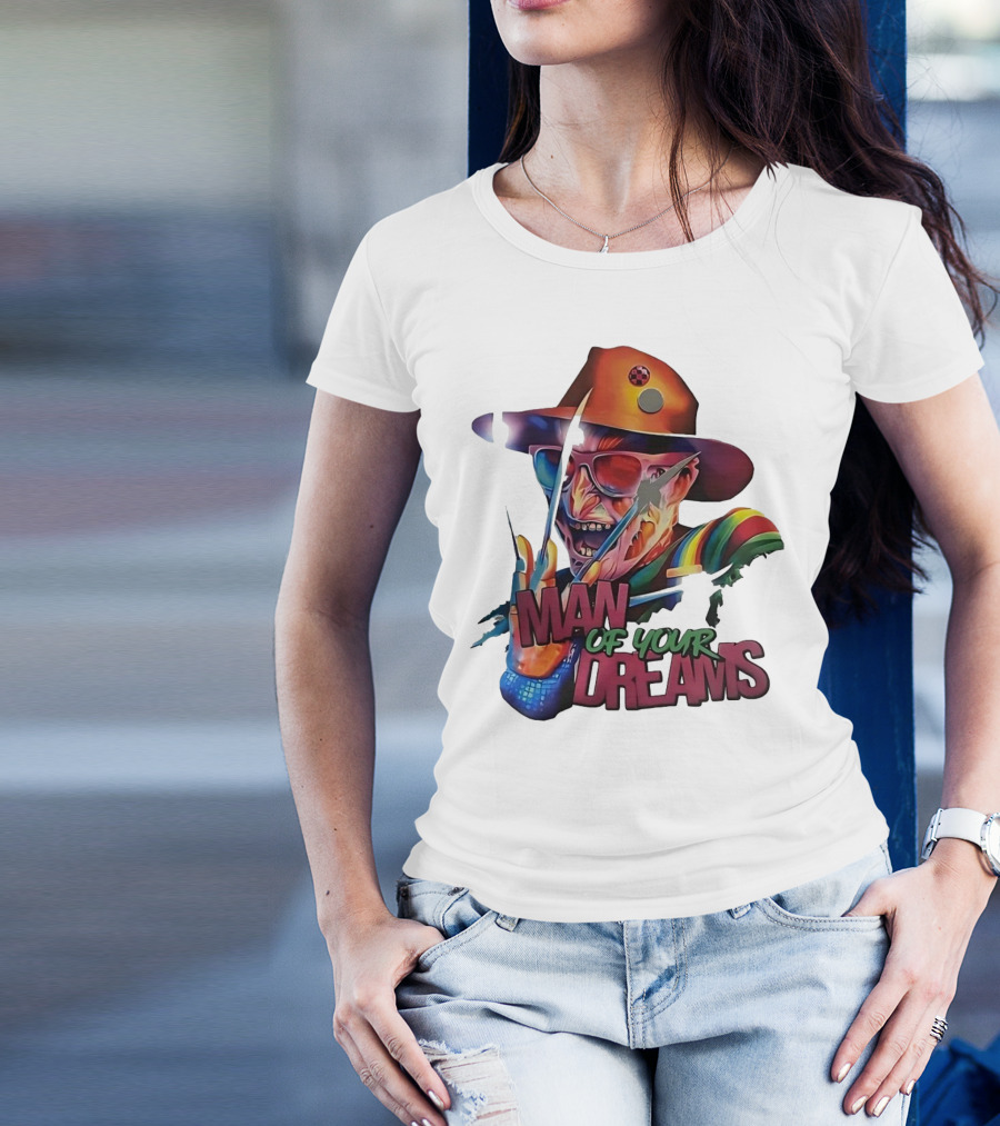 Freddy Krueger Rainbow Hat Sunglasses Claw Man Of Your Dreams T-Shirt