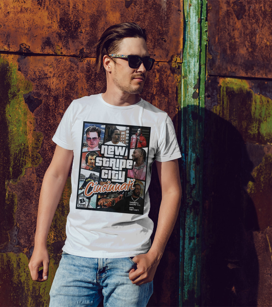 New Stripe City Cincinnati Icons Comic Style NFL T-Shirt