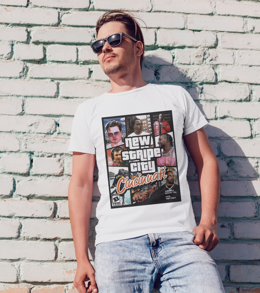 New Stripe City Cincinnati Icons Comic Style NFL T-Shirt