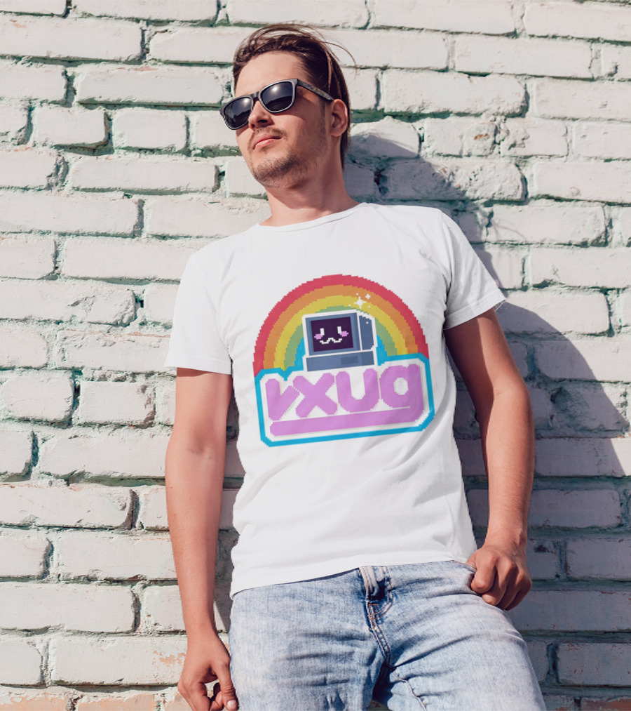 Rainbow Vxug Pixel Art Retro Computer T-Shirt