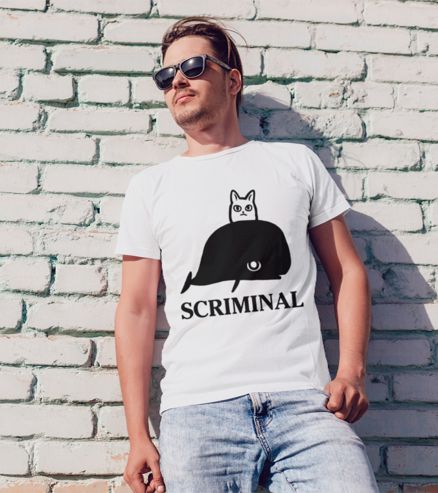 Scriminal Cat On Whale T-Shirt