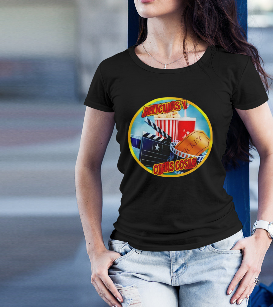 Peliculas Y Otras Cosas Con Claqueta, Palomitas, Ticket, Refresco Y Cine T-Shirt