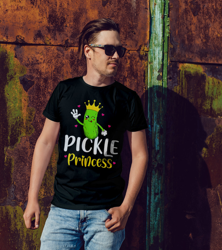Pickle Princess Cute Crowned Character With Hearts T-Shirt