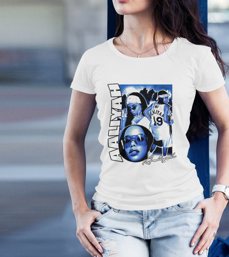 Aaliyah Vintage Rap Aaliyah 90s Style University Blue Jordan T-Shirt