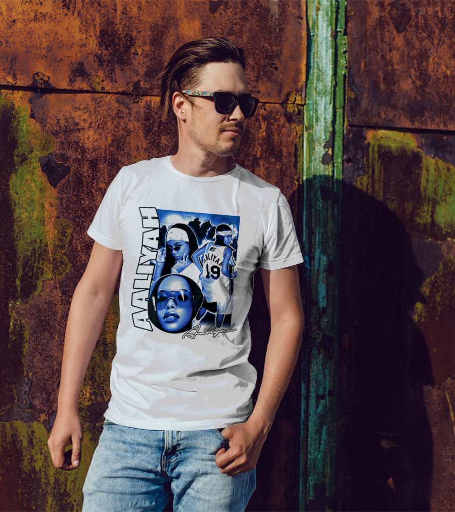Aaliyah Vintage Rap Aaliyah 90s Style University Blue Jordan T-Shirt
