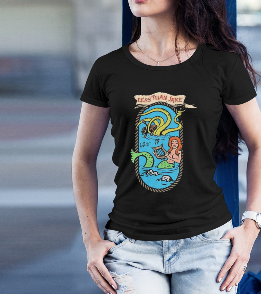 Less Than Jake Mermaid And Sea Monster Playing Music T-Shirt