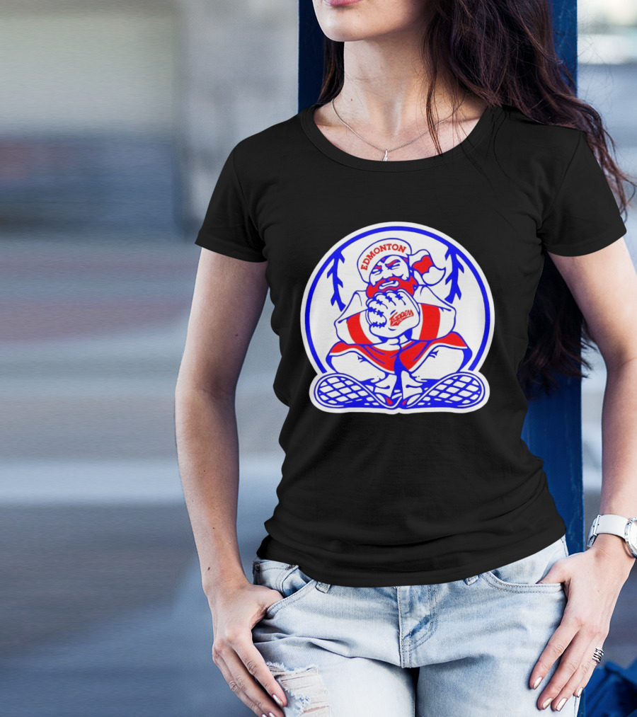 Edmonton Trappers Santa Logo Baseball Winter T-Shirt