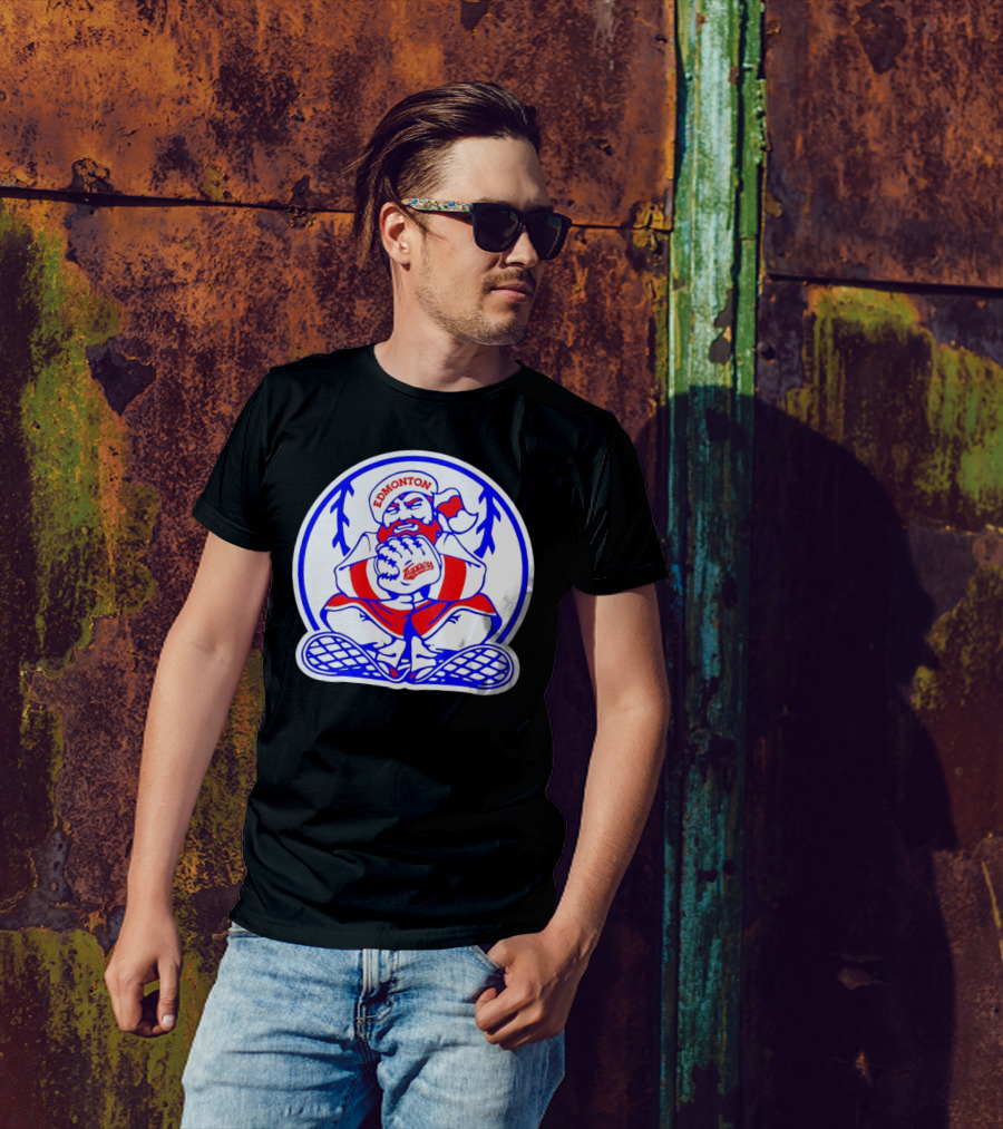 Edmonton Trappers Santa Logo Baseball Winter T-Shirt