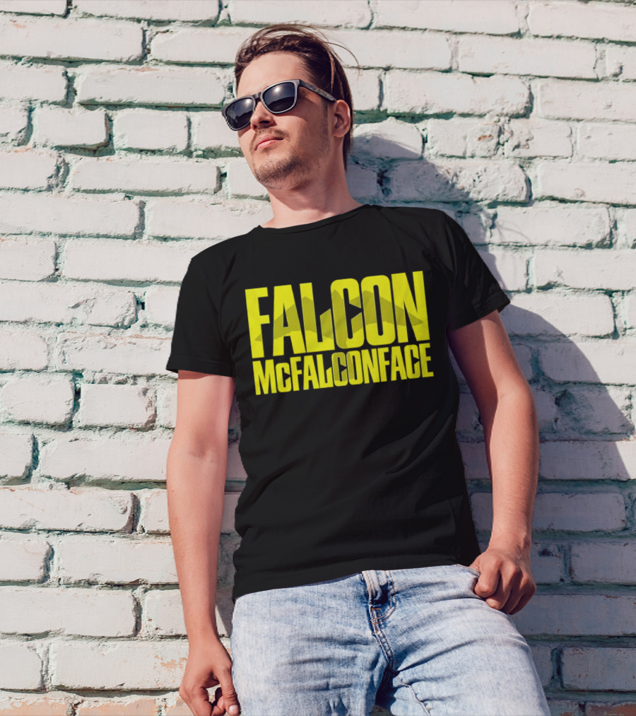 Falcon McFalconface Bold Yellow Text With Falcon T-Shirt
