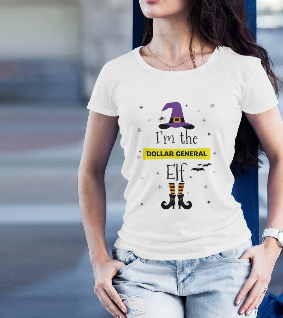 I'm The Dollar General Elf Halloween Witch Hat And Boots Theme T-Shirt