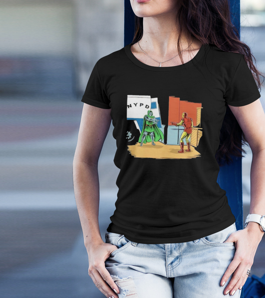 Doctor Doom Pointing At Iron Man In NYPD Scene New Mask Same Task T-Shirt