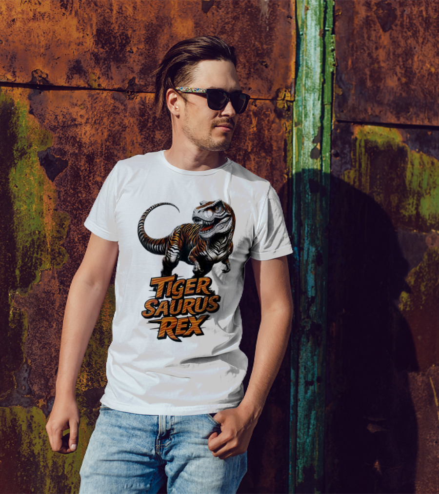 Fierce Tiger Saurus Rex Dinosaur Tiger Saurus Rex T-Shirt