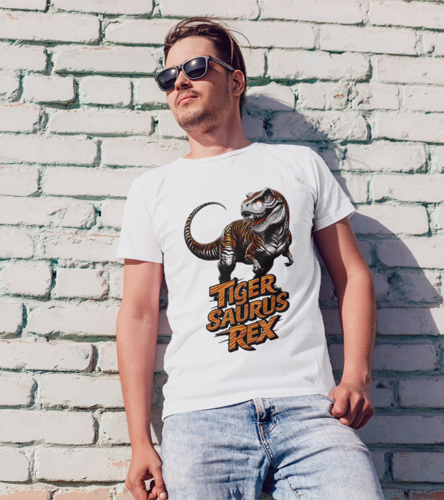 Fierce Tiger Saurus Rex Dinosaur Tiger Saurus Rex T-Shirt