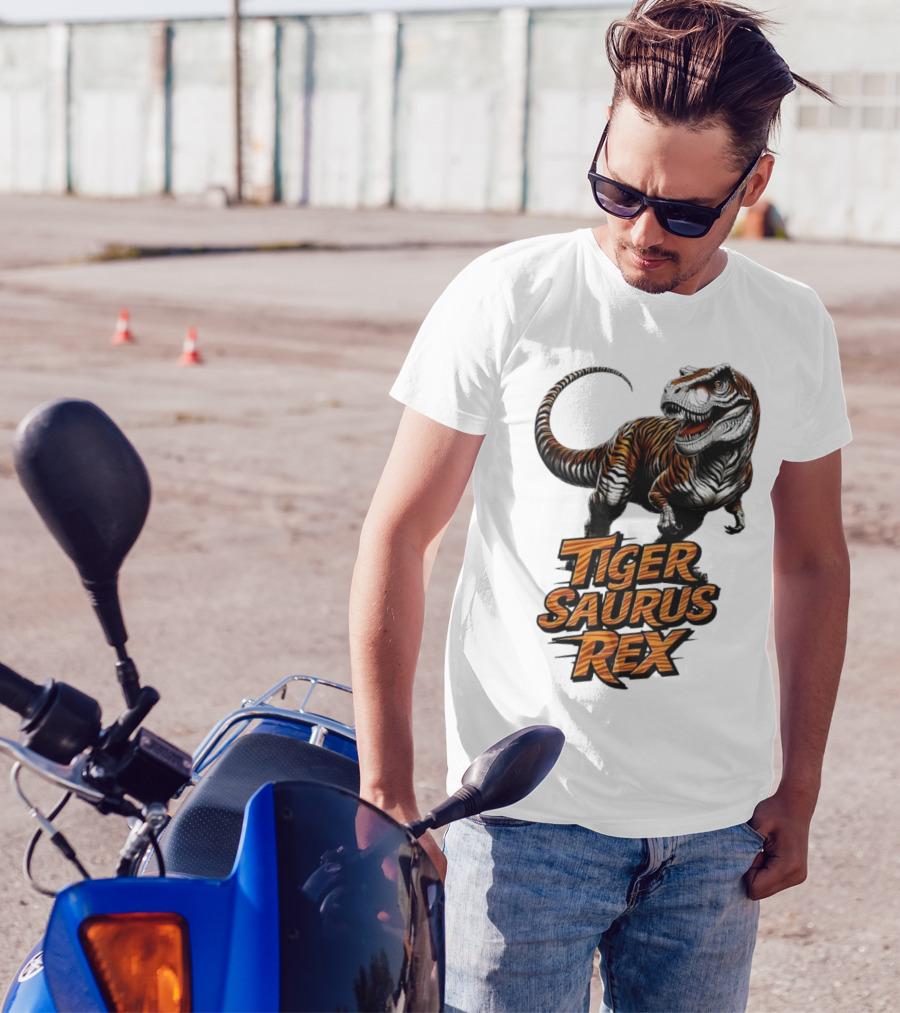 Fierce Tiger Saurus Rex Dinosaur Tiger Saurus Rex T-Shirt