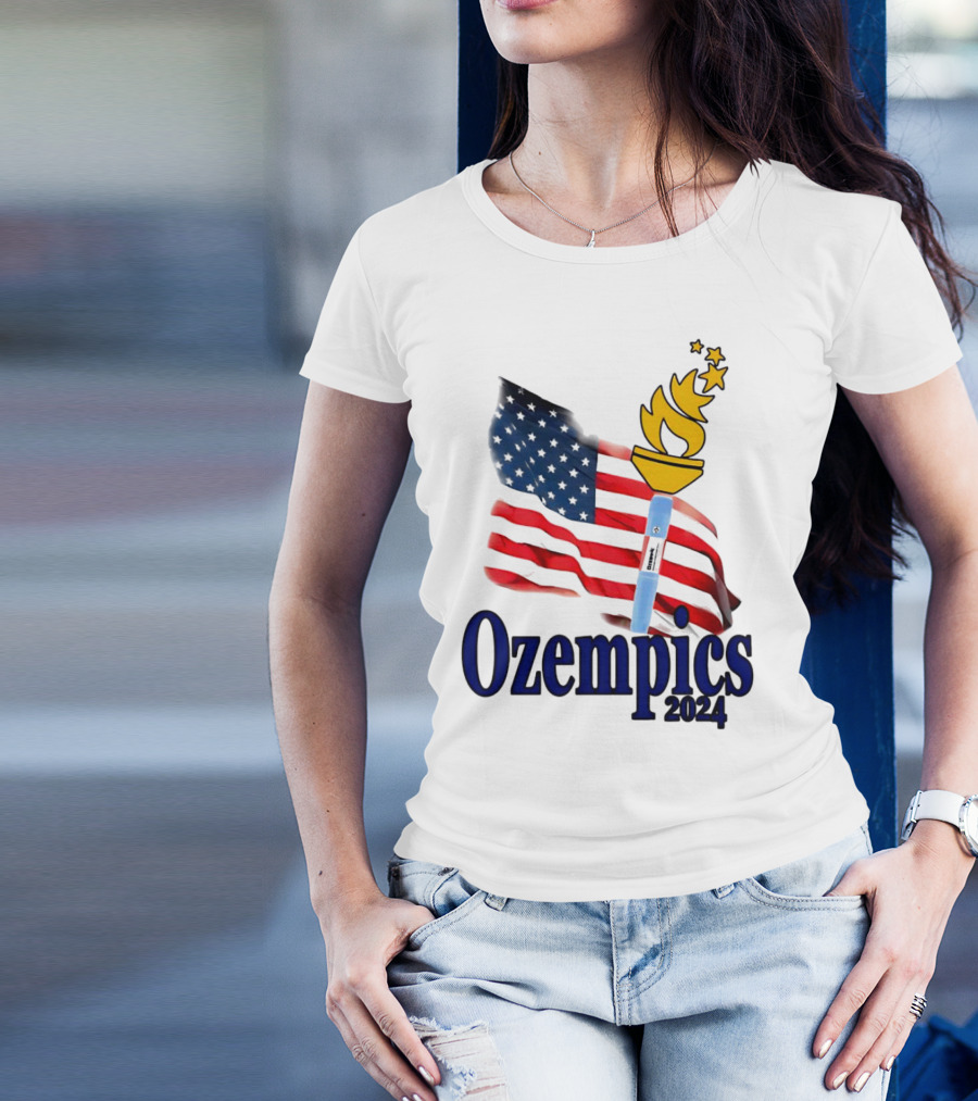 Ozempics 2024 American Flag Torch Stars T-Shirt