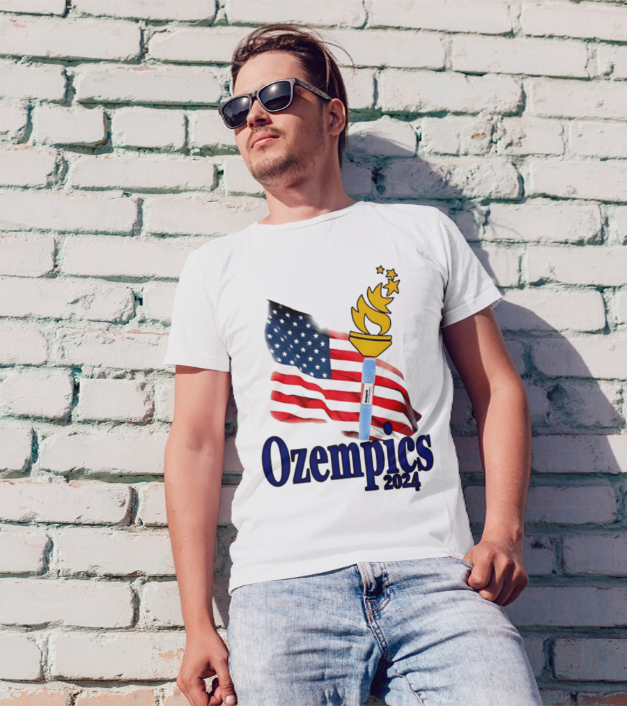 Ozempics 2024 American Flag Torch Stars T-Shirt