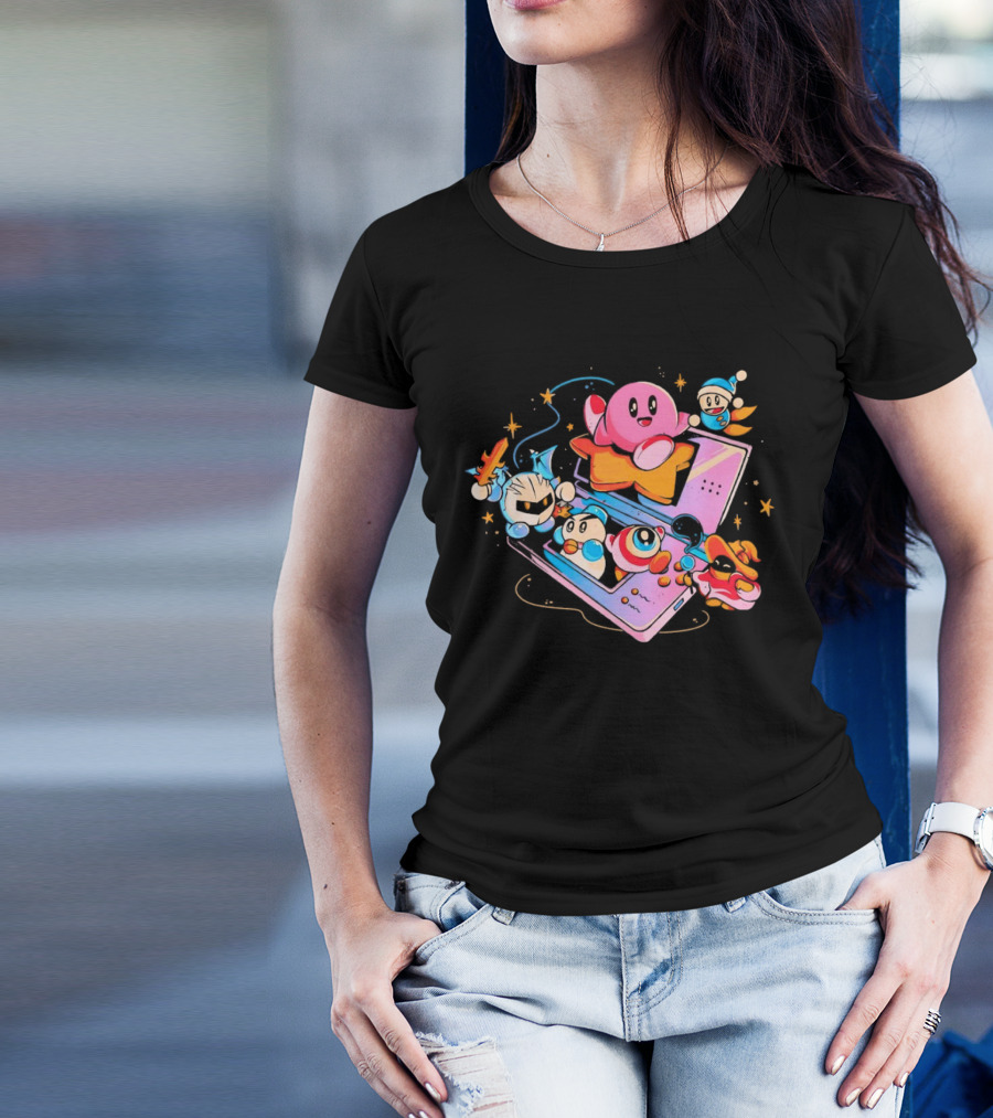 Kirby And Friends Adventure On Pink Portable Game Console T-Shirt