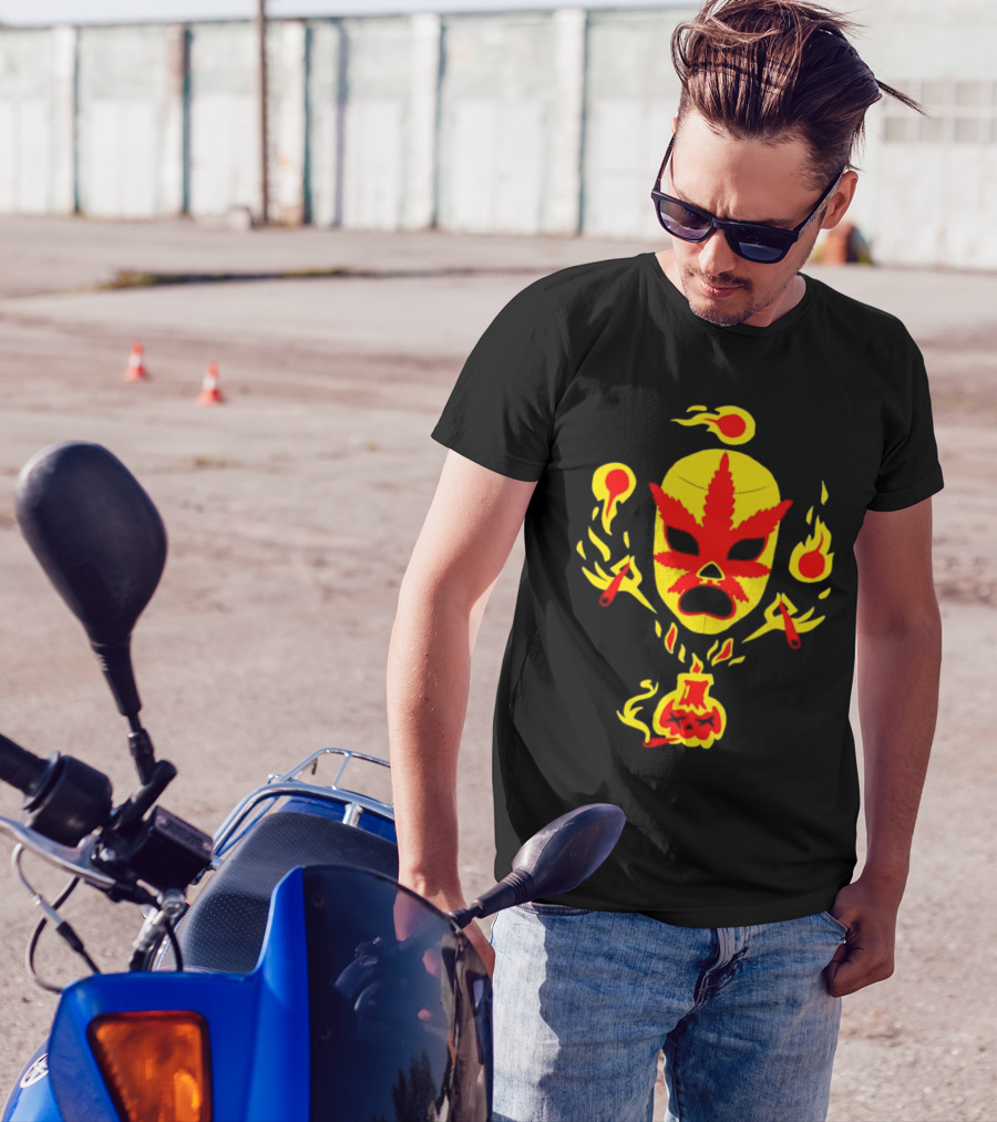 The Ablazing Blitzed Brothers Flaming Leaf Mask T-Shirt