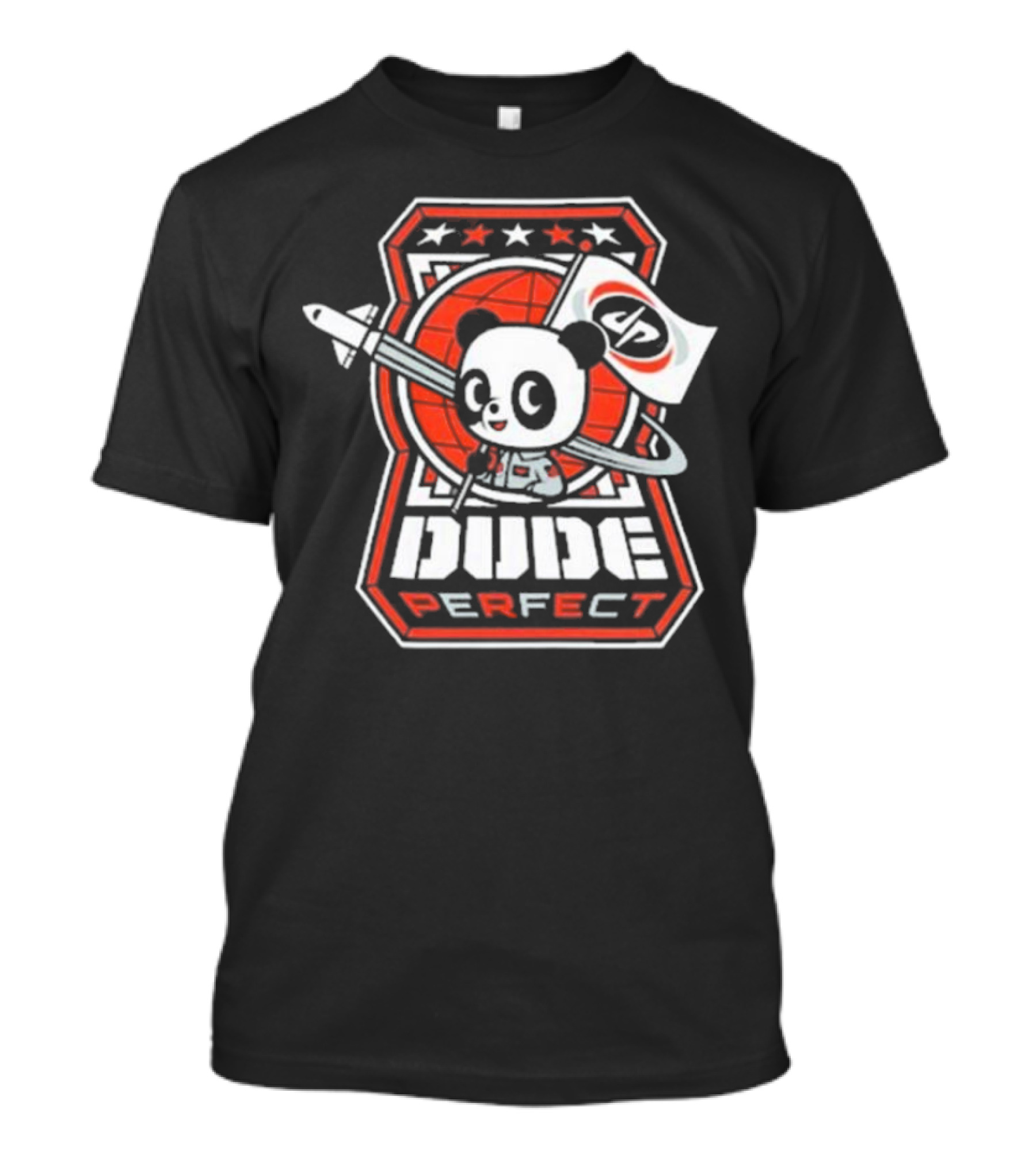 Dude Perfect Astropanda 2024 Rocket Panda Logo And Flag T-Shirt