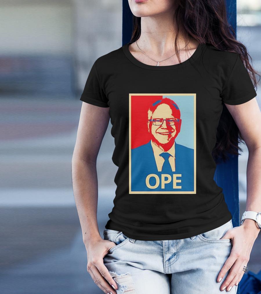 Tim Walz OPE Hope 2024 Poster Style Blue Red T-Shirt