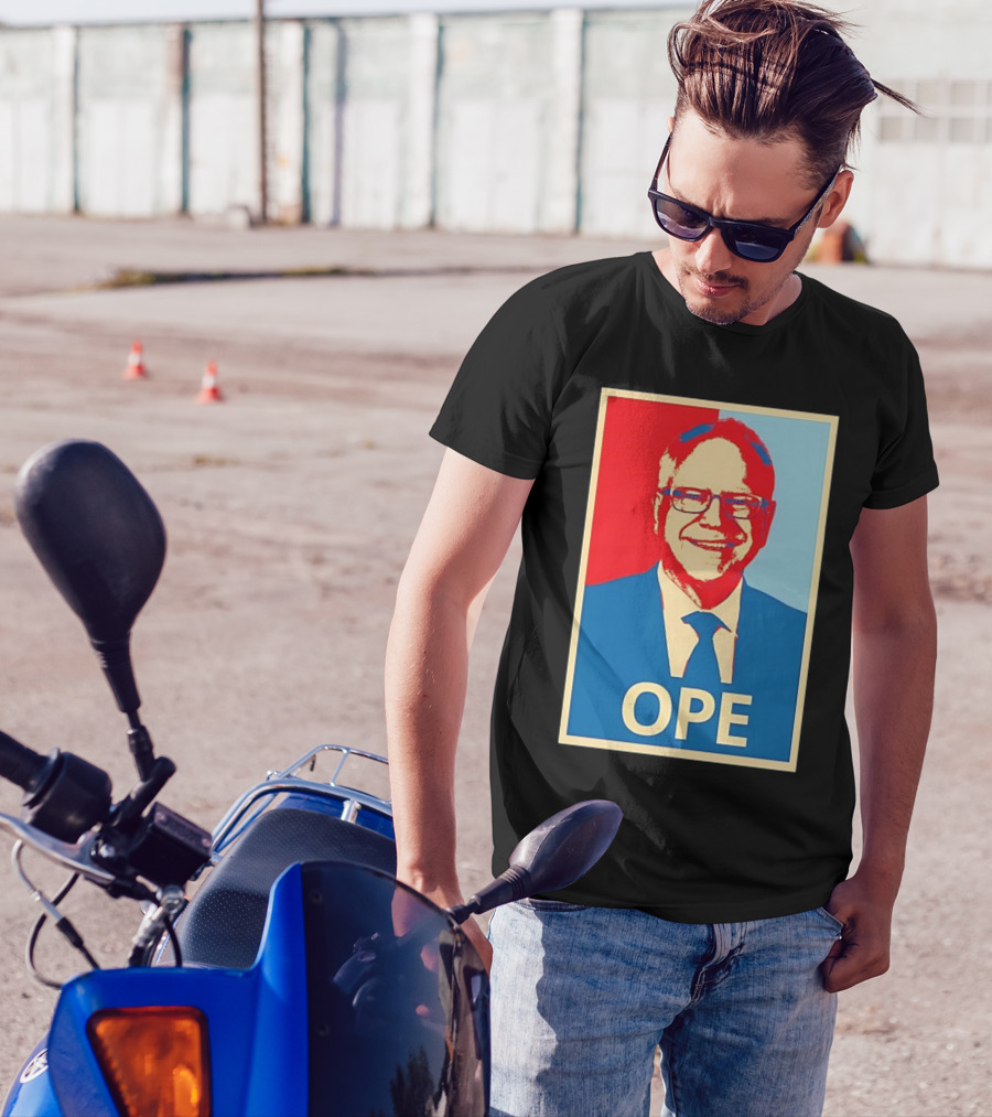 Tim Walz OPE Hope 2024 Poster Style Blue Red T-Shirt
