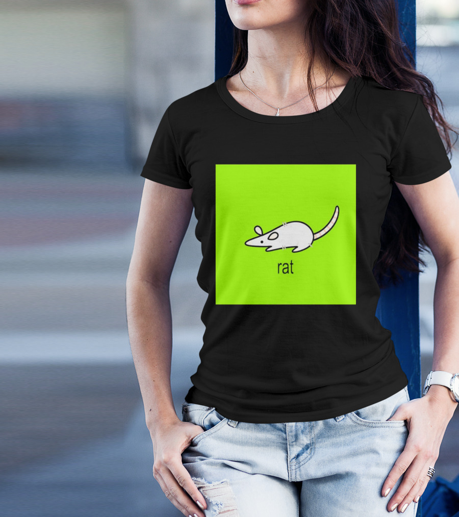 Rat Summer Brat Cartoon Bright Green T-Shirt