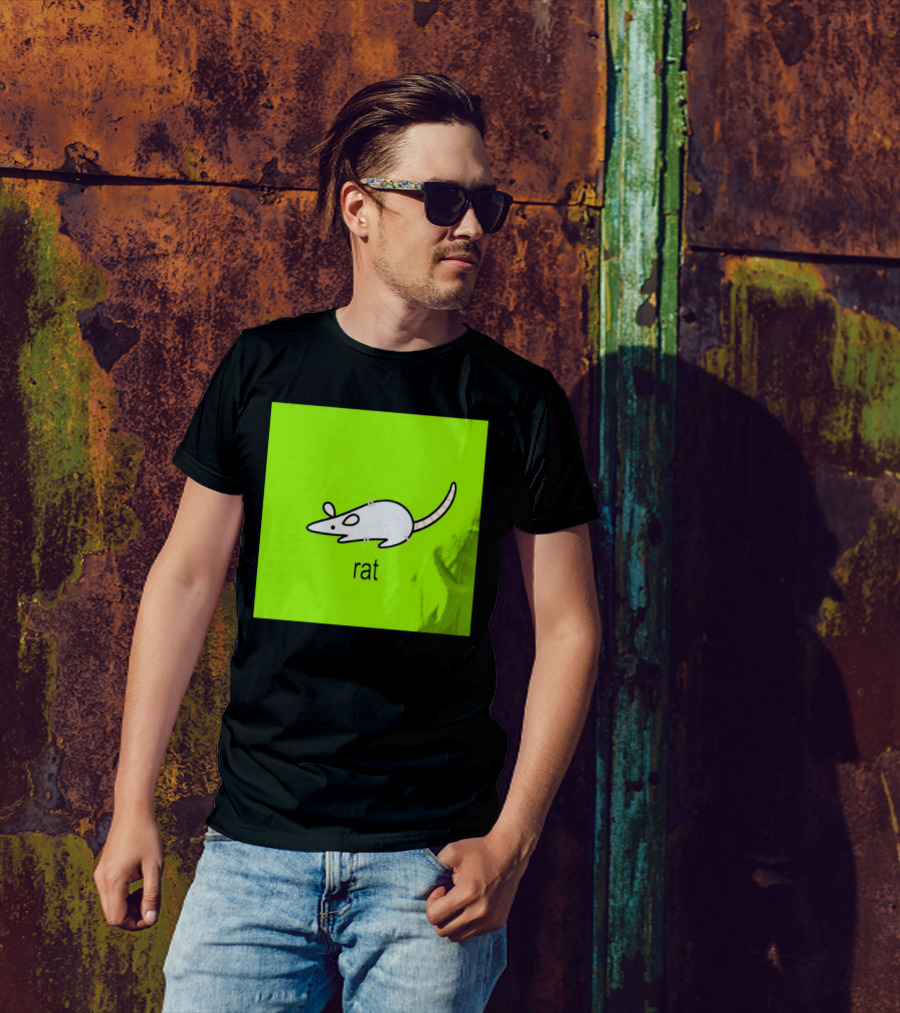Rat Summer Brat Cartoon Bright Green T-Shirt