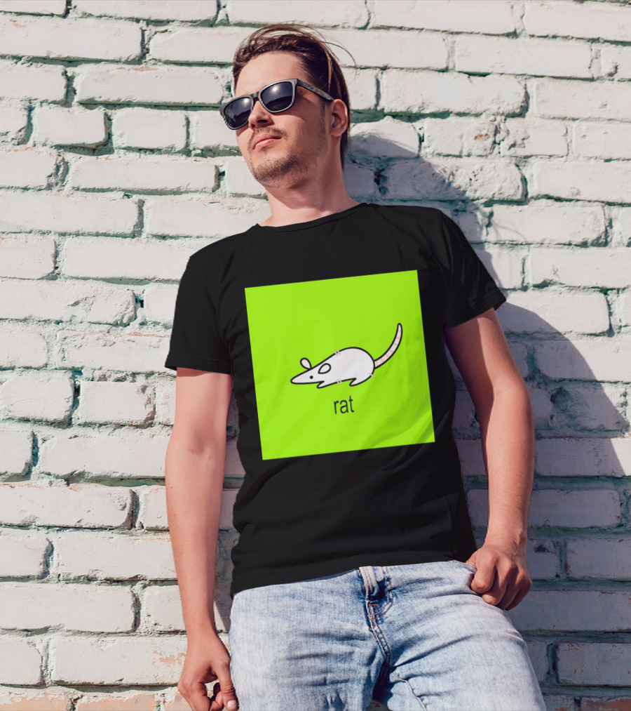 Rat Summer Brat Cartoon Bright Green T-Shirt