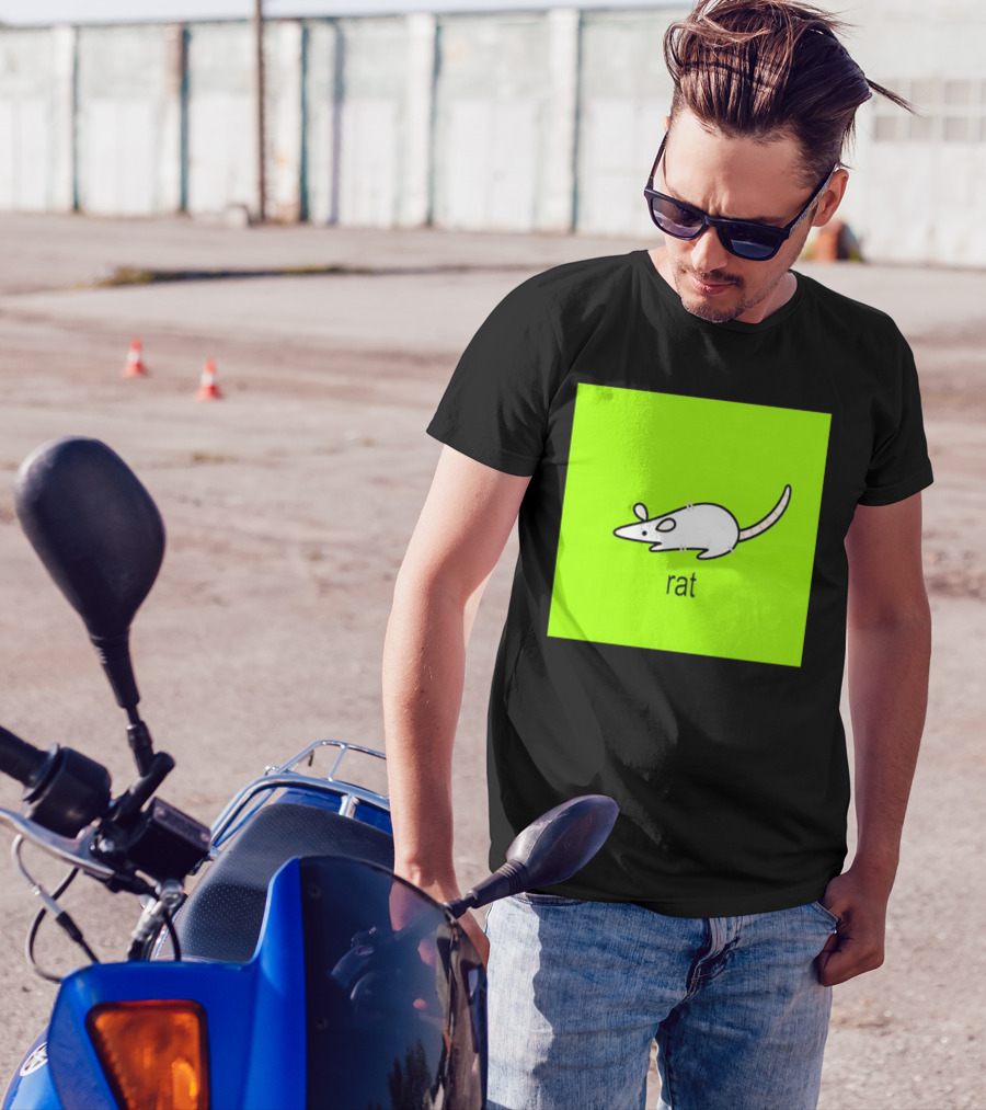 Rat Summer Brat Cartoon Bright Green T-Shirt