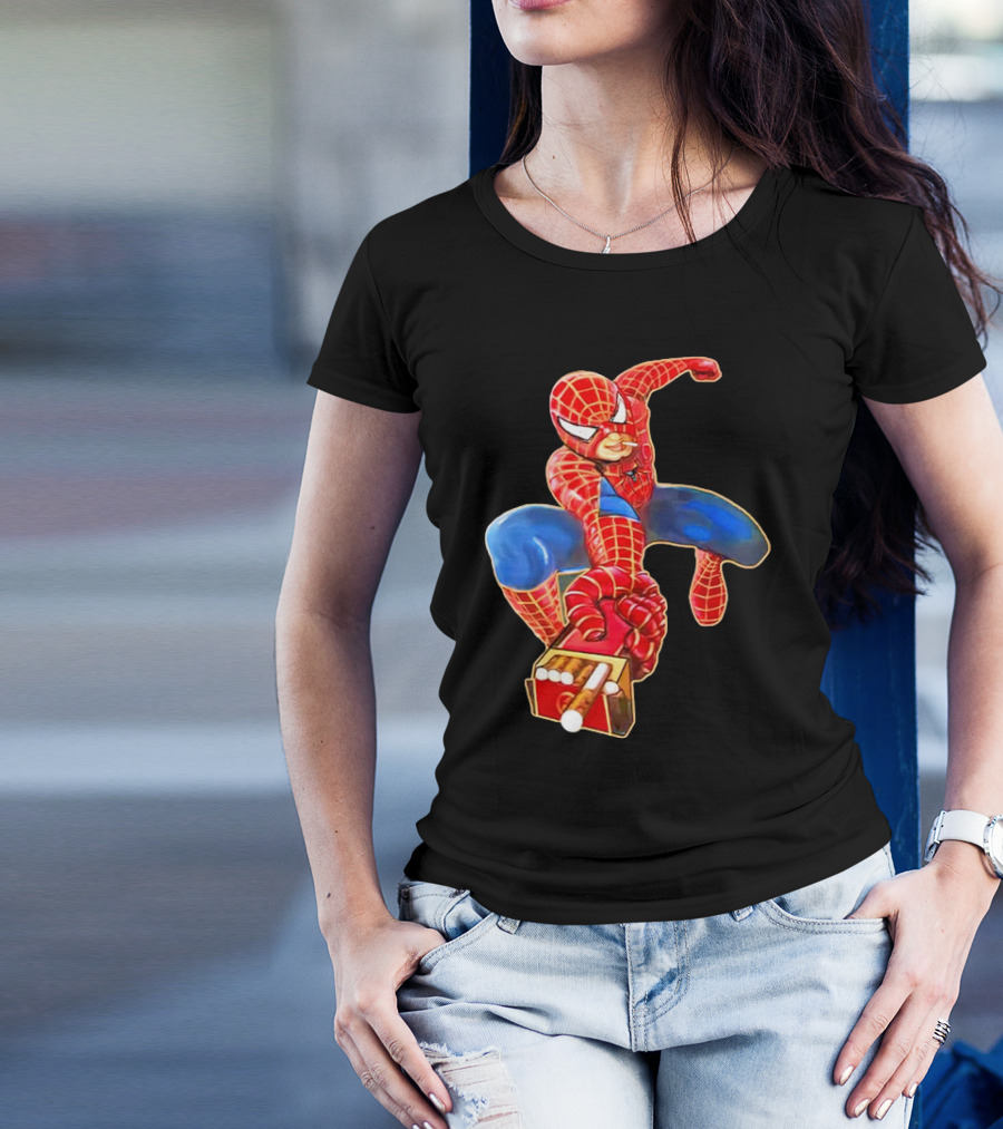 Spiderman Funny Smoking Man Superhero T-Shirt