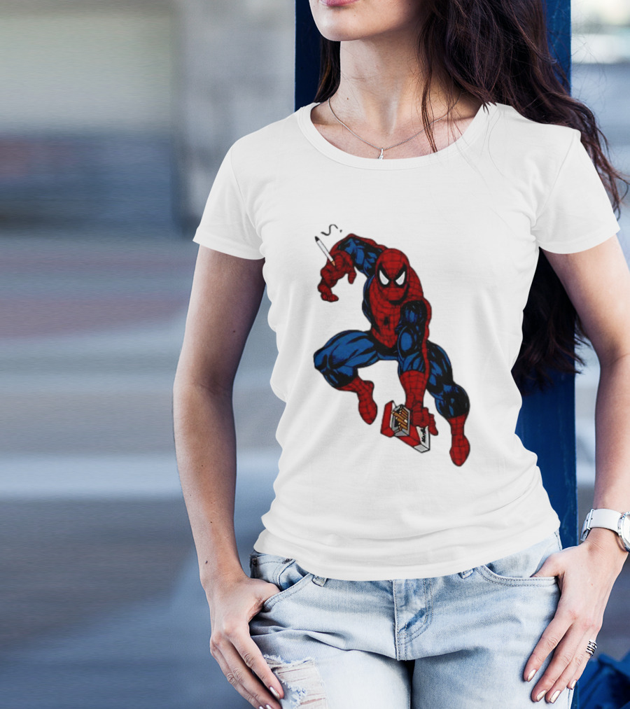 Spider-Man Smokerman Smoking Cigarette Comic T-Shirt