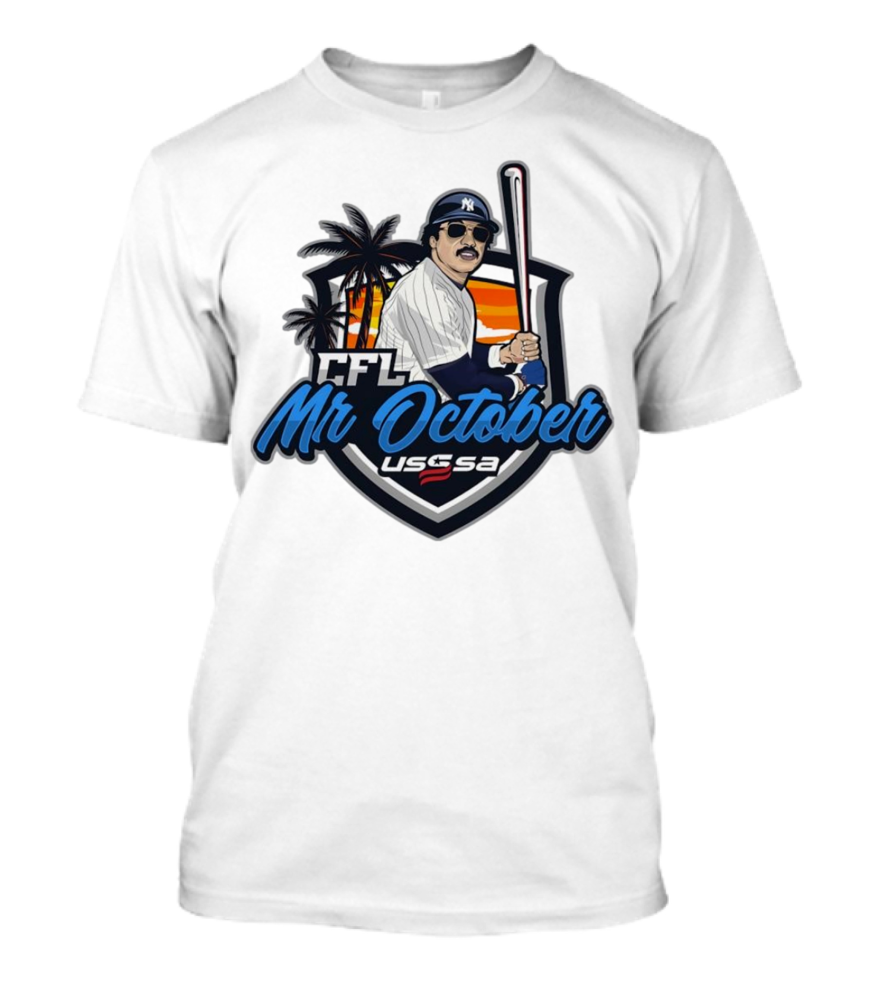 CFL Mr. October USSSA Florida Baseball 2024 Palm Trees Sunset Batter T-Shirt