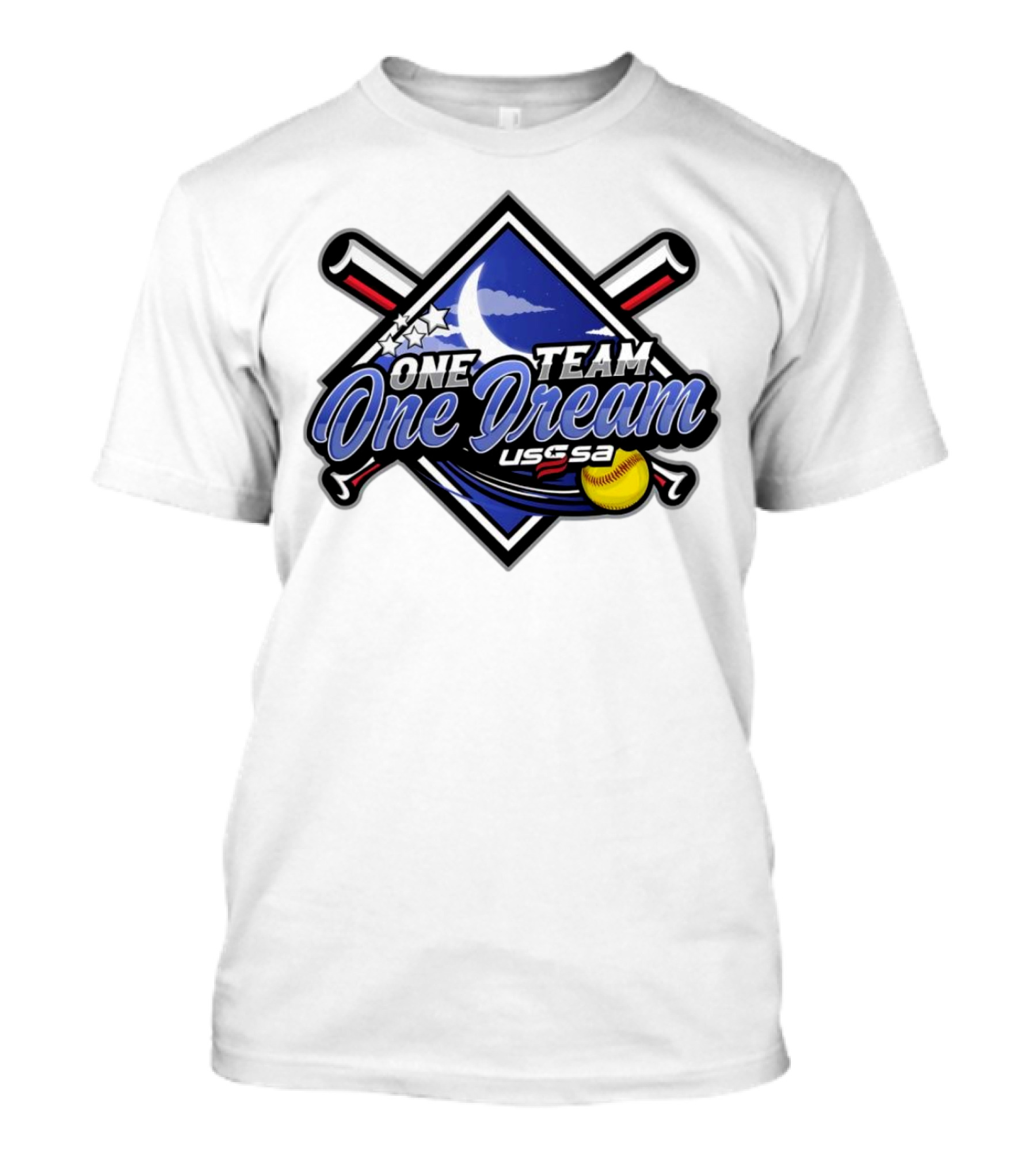 USSSA One Team One Dream Kentucky Fast Pitch 2024 Moon Stars Softball Bat Diamond American Flag T-Shirt