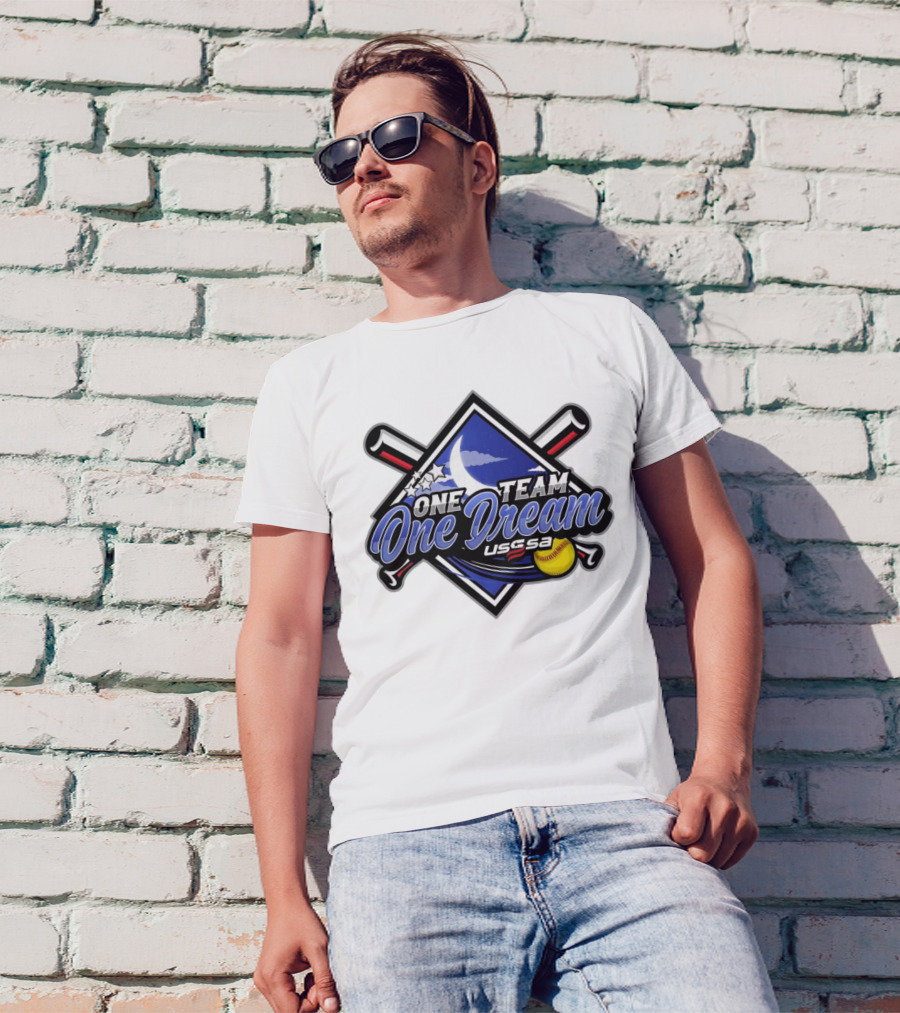 USSSA One Team One Dream Kentucky Fast Pitch 2024 Moon Stars Softball Bat Diamond American Flag T-Shirt
