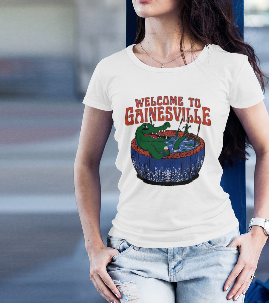 Welcome To Gainesville Alligator Swamp Scene T-Shirt