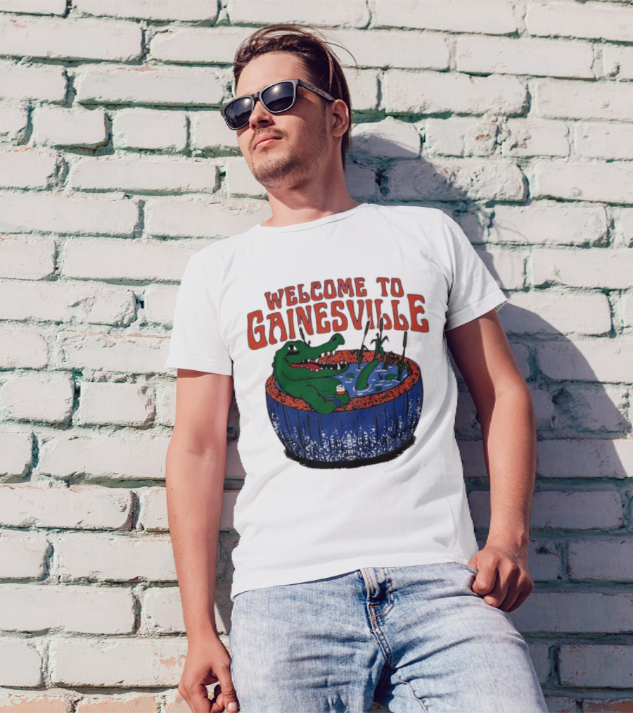 Welcome To Gainesville Alligator Swamp Scene T-Shirt