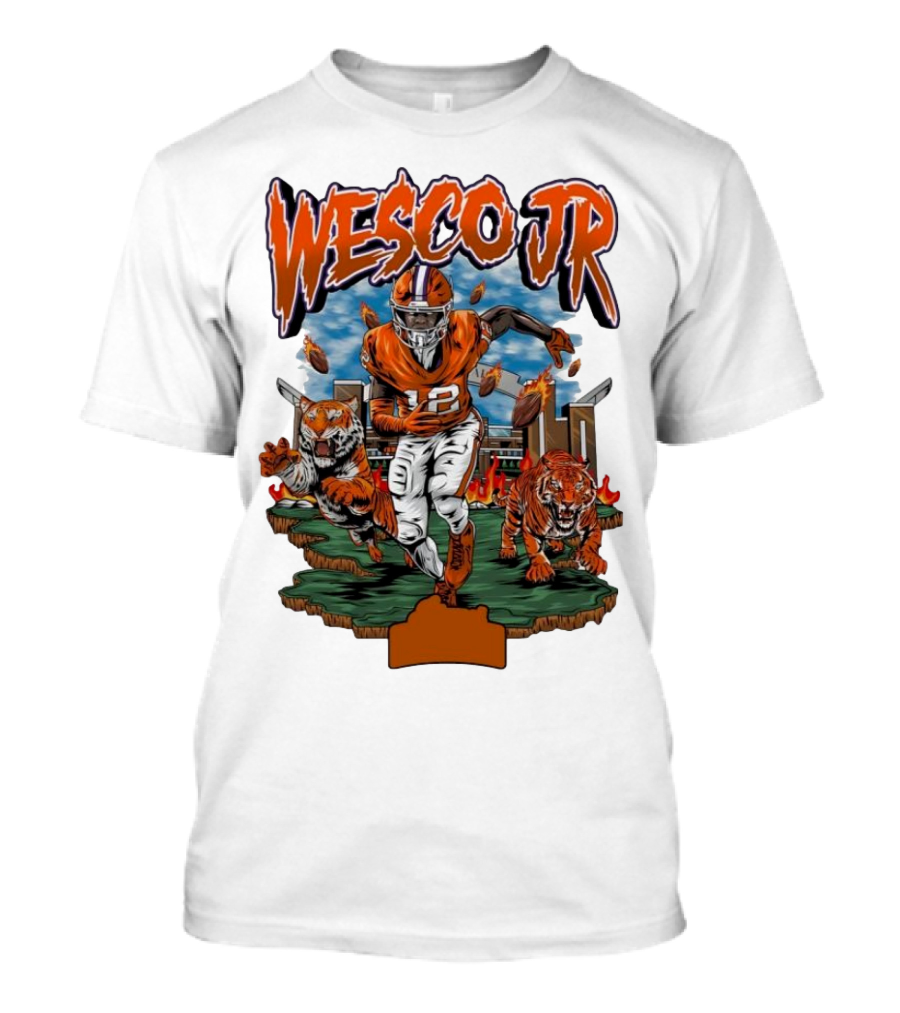 Wesco Jr. Clemson Tigers 2024 Football Action With Tigers T-Shirt